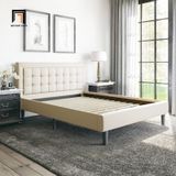  Giường ngủ vải nỉ trắng kem GN3 Pinheiro cho căn hộ chung cư 
