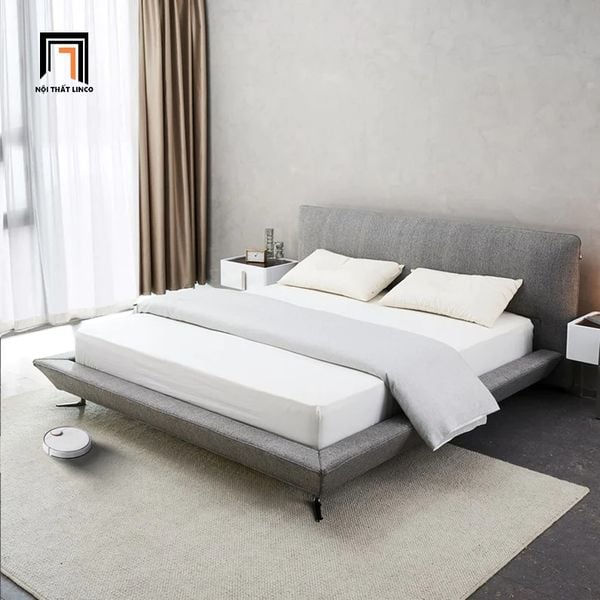 giường ngủ vải nỉ màu xám