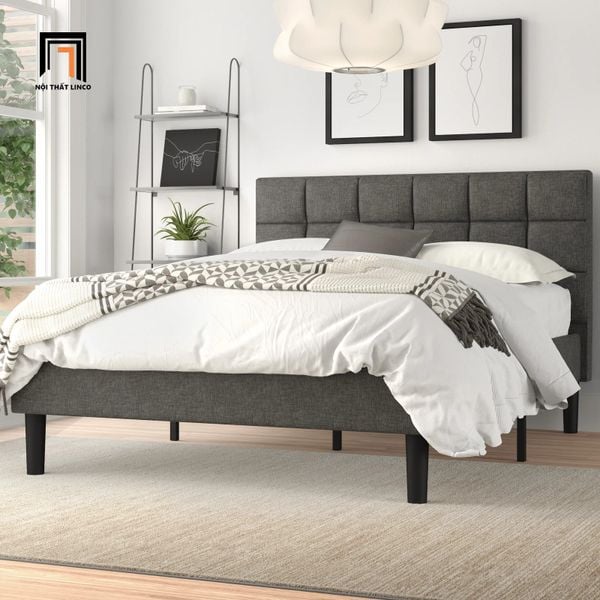 giường ngủ vải nỉ xám