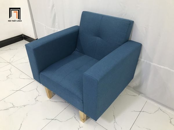 ghế sofa đơn xanh dương vải bố