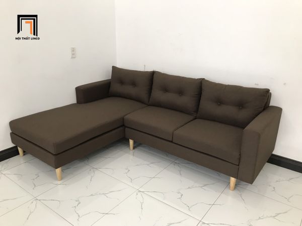 bộ ghế sofa góc L 2m2 x 1m6 nâu đậm