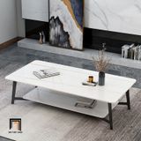  Bàn sofa cao cấp mặt đá trắng 2 tầng BSF4 Lenge 1m1 x 55 