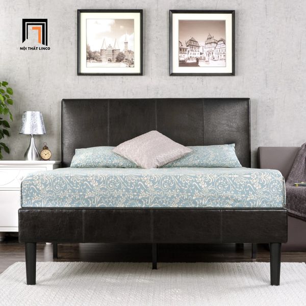 giường ngủ da giả pu màu đen