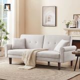  Ghế sofa giường nằm 2m GB55 Karnstem vải nhung xám trắng 