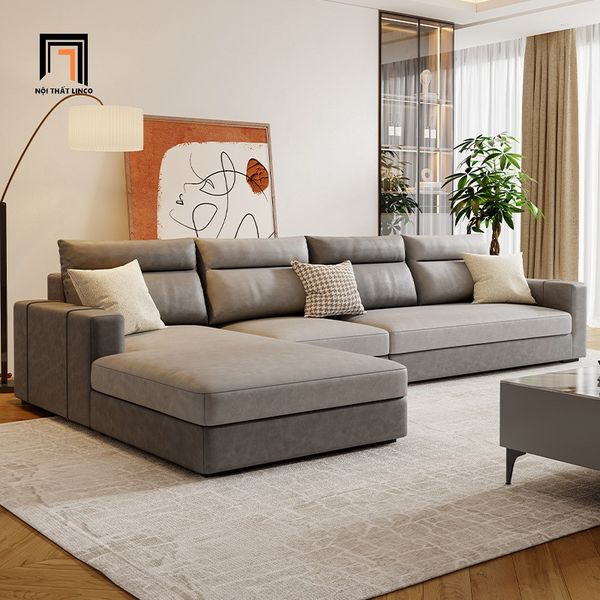 bộ ghế sofa góc l da pu 3m x 1m6