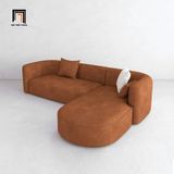  Ghế sofa góc L kiểu cong GT262 Schoer 2m2 x 1m6 da màu nâu 