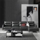  Bộ ghế sofa góc L cao cấp GT246 Kiron da đen bóng 3m x 1m6 