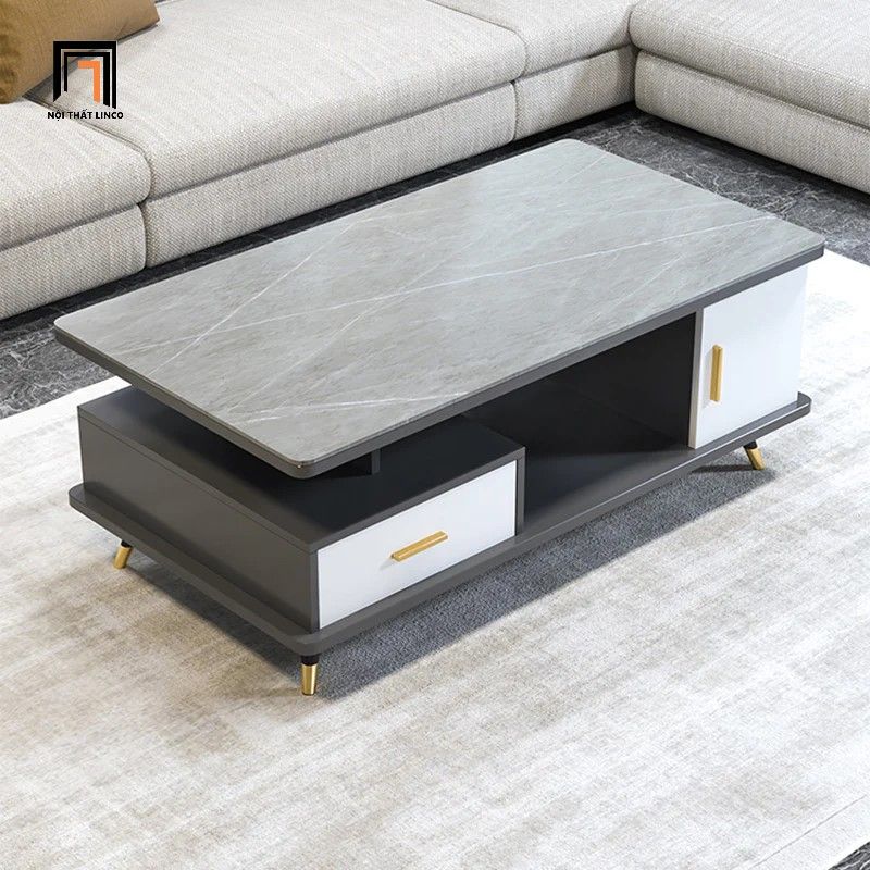  Bàn sofa phòng khách chữ nhật 1m BSF33 Katy mặt đá xám ghi 