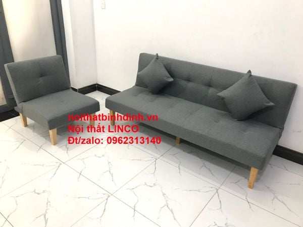  Set ghế sofa phòng khách NS01 nhỏ gọn xám lông chuột 