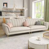  Ghế sofa băng đẹp BHQ7 Sorgio dài 2m4 da giả trắng kem 