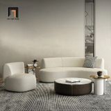  Sofa đơn cho cửa hàng, shop DT53 Olivia vải lông cừu trắng kem 