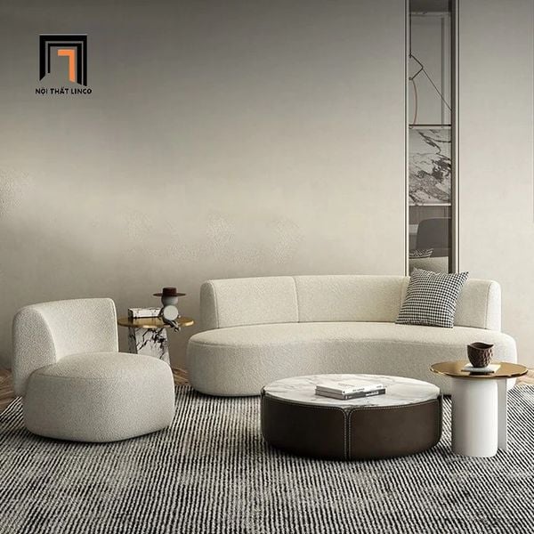 ghế sofa đơn vải lông cừu xinh xắn
