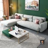  Bộ ghế sofa góc L 2m4 x 1m6 GT55 Velor xám tro vải nhung 