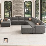  Set ghế sofa U vải nỉ màu xám UT13 Anureet cho phòng khách 