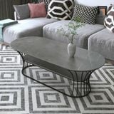  Bàn sofa gia đình xinh xắn BSF50 Kirdy mặt đá oval 2 tầng 