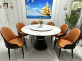  Bộ bàn ăn mặt đá tròn xoay 47-BAD6-G1-B81 6 ghế ngồi da Pu 