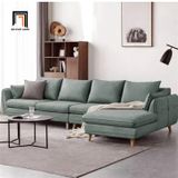  Ghế sofa góc L da giả xanh GT256 Encino 3m x 1m6 chống trầy 