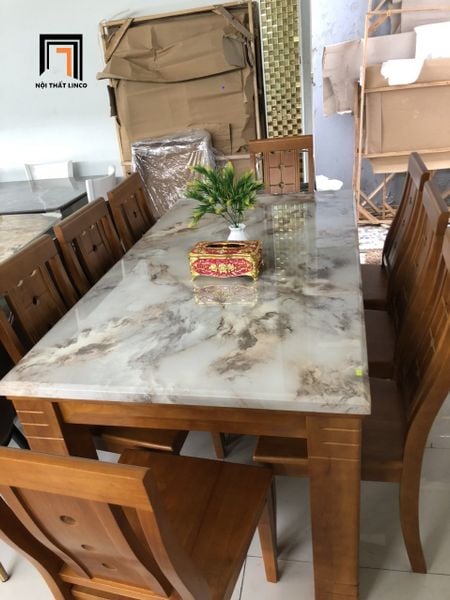 set bàn ghế ăn mặt đá dày