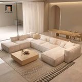  Set ghế sofa chữ U hiện đại UT2 Woka dài 3m25 màu xám trắng 