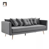  Ghế sofa băng đẹp BT15 Wardy vải nhung nỉ xám đen chân inox 