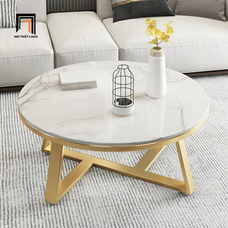  Bàn trà mặt đá tròn 70cm giá rẻ BSF9 Hamis trang trí shop tiệm 