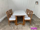  Bộ bàn ăn 1m6 mặt đá trắng GF10-BAD6-G306-B356 6 ghế giá rẻ 