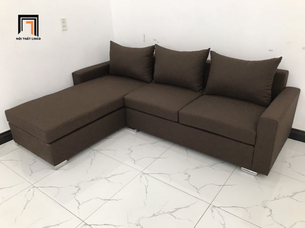 bộ ghế sofa góc L 2m2 x 1m6 nâu đậm