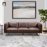  Set ghế sofa phòng khách da giả nâu KT130 Foxcon sang trọng 