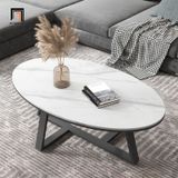  Bàn sofa xinh xắn cho sảnh chờ BSF10 Mebas mặt đá oval 80cm 