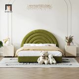  Giường ngủ bọc vải nhung nỉ hình trăng GN34 Bartley sang trọng 
