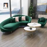  Bộ 2 ghế sofa cong vải nhung nỉ KT57 Simpson màu xanh lá 