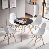  Bộ bàn ghế ăn hình tròn 2-OC4-GCF1-B2 4 ghế nhựa trắng xinh 