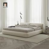  Giường ngủ bọc vải nỉ trắng kem giá rẻ GN48 Amos cho gia đình 