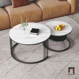  Cặp bàn sofa đôi mặt đá trắng BSF34 Rolate cho văn phòng nhỏ 