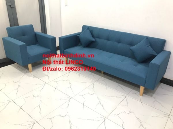 bộ ghế sofa phòng khách xanh dương