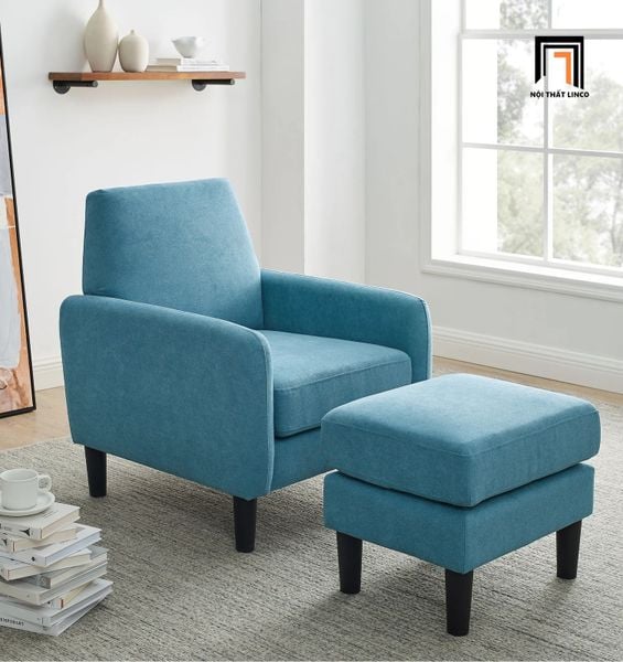 ghế sofa đơn vải nỉ xanh dương