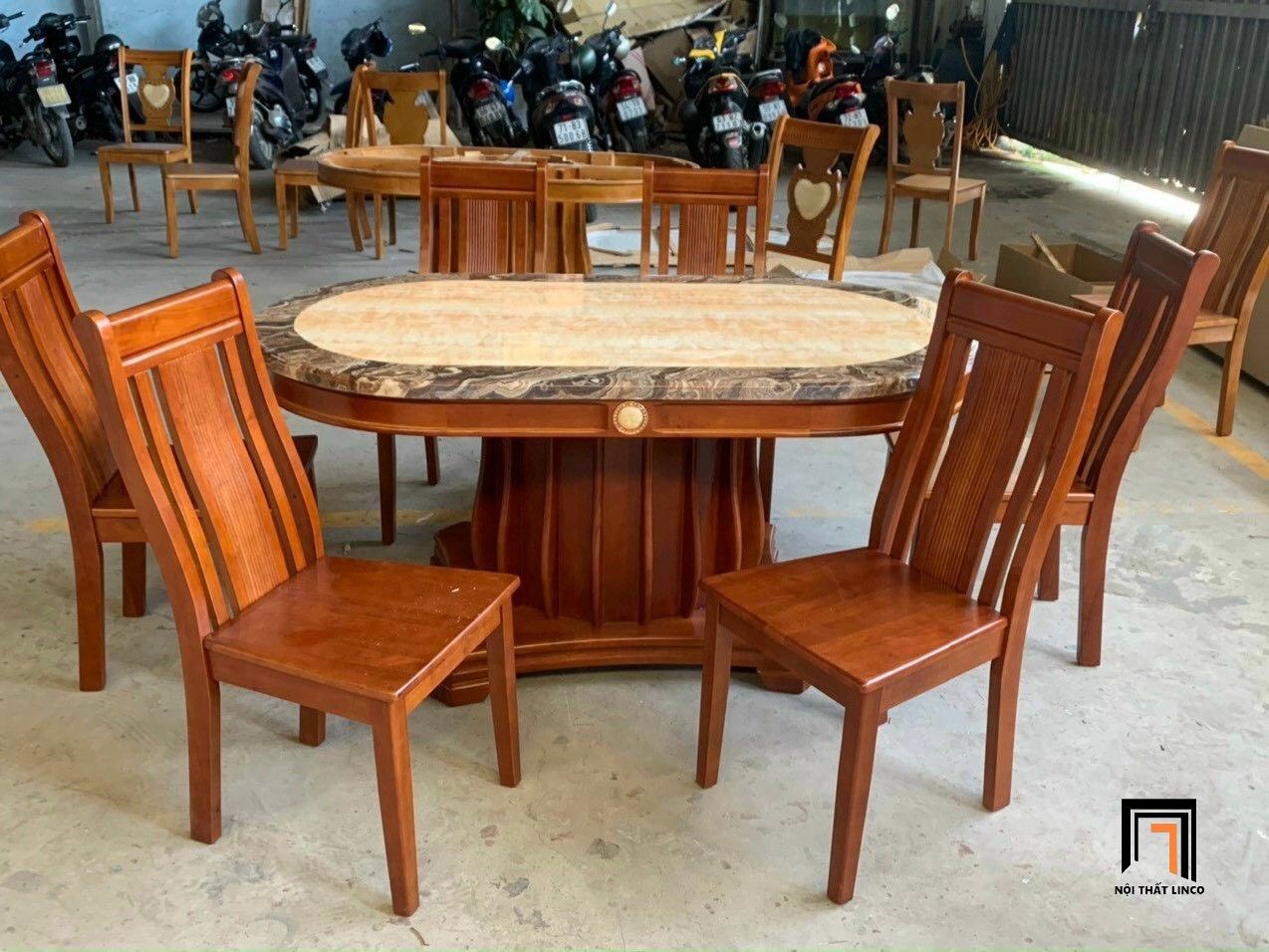  Bộ bàn ăn 6 ghế mặt đá cao cấp GF23-BAD6-G300-B358 1m6 