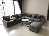  Bộ ghế sofa U vải nỉ màu xám dài 3m2 UT3 Hanna cho chung cư 