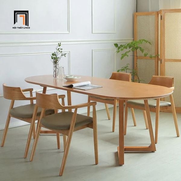 bộ bàn ghế ăn hình oval 4 chỗ ngồi