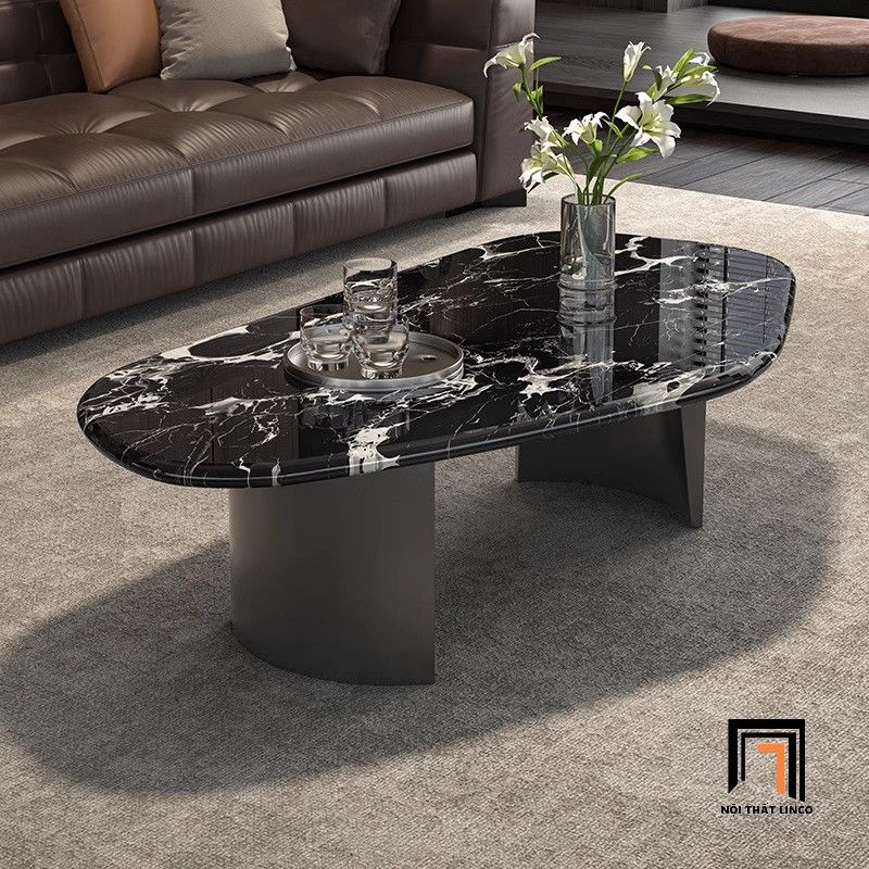  Bàn sofa mặt đá đen bóng cao cấp BSF87 Ludlow 1m1 gia đình 