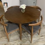  Bộ bàn ăn tròn gỗ cao su 44-KH4-G12-B93 4 ghế màu nâu cafe 