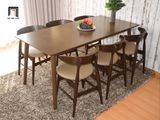  Set bàn ăn dài 1m6 6 ghế gỗ cong 20-BAG6-Ruskin giá rẻ 
