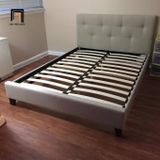  Giường ngủ xinh xắn 1m6 x 2m GN4 Mork vải nhung trắng kem 