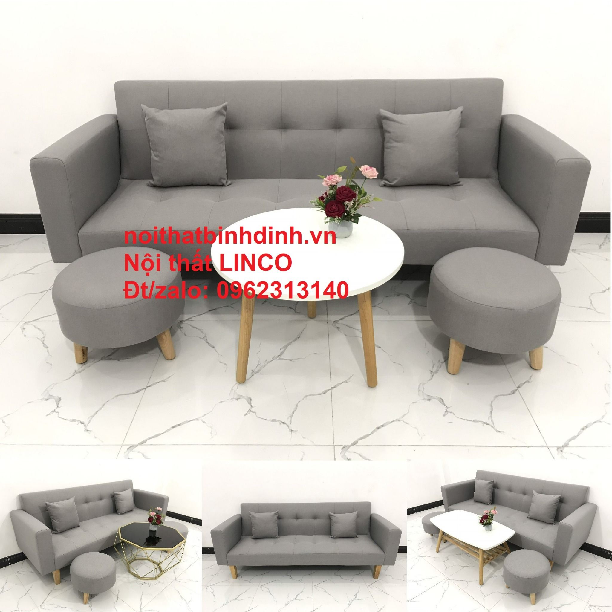  Bộ ghế sofa thông minh BTV dài 2m bật nằm xám trắng 