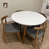  Bộ bàn ăn tròn gỗ cao su 44-KH4-G12-B93 4 ghế màu nâu cafe 