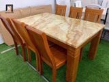  Set bàn ghế ăn đá GF14-BAD6-G300-B354 6 ghế gỗ nâu đẹp 