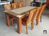  Set bàn ghế ăn đá GF14-BAD6-G300-B354 6 ghế gỗ nâu đẹp 