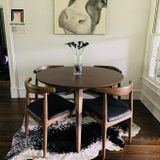  Bộ bàn ăn tròn gỗ cao su 44-KH4-G12-B93 4 ghế màu nâu cafe 