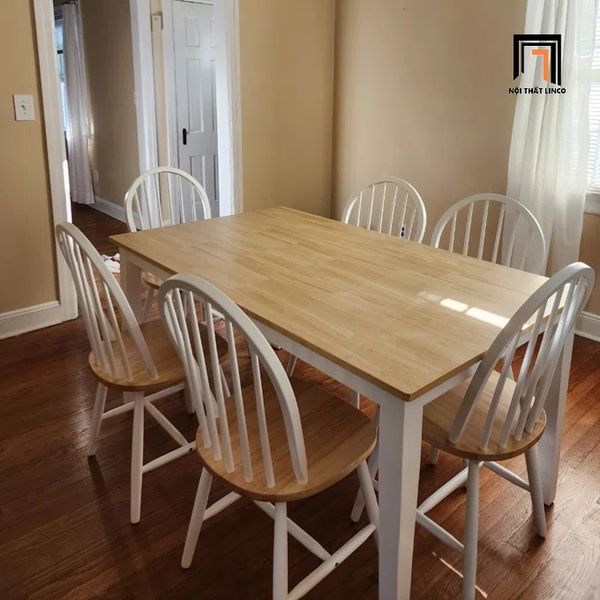 set bàn ăn 6 ghế gỗ tự nhiên xinh xắn