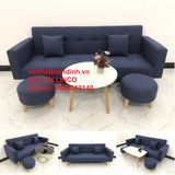  Ghế sofa băng giường nằm BTV dài 2m xanh dương đậm vải bố 